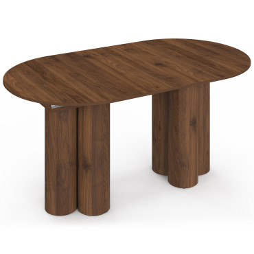 Table à manger ronde extensible Olympia effet noyer Ø160-200cm