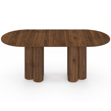 Table à manger ronde extensible Olympia effet noyer Ø160-200cm