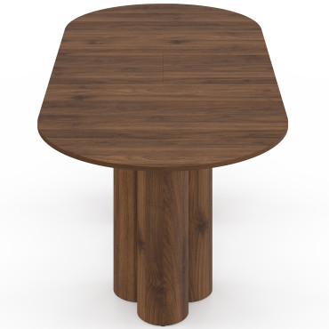 Table à manger ronde extensible Olympia effet noyer Ø160-200cm