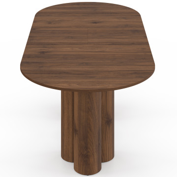 Table à manger ronde extensible Olympia effet noyer Ø160-200cm