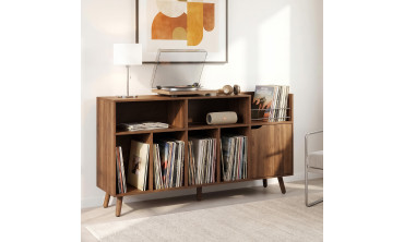 Meuble vinyles Sanza effet noyer 130cm