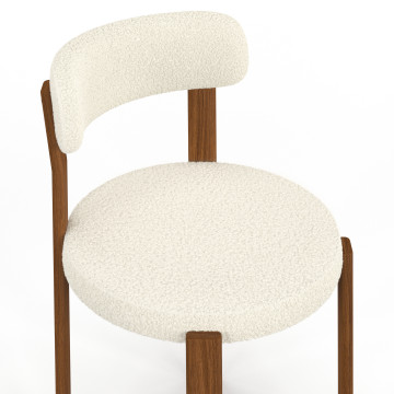 Chaises Ilona bouclette crème pieds effet noyer - lot de 4