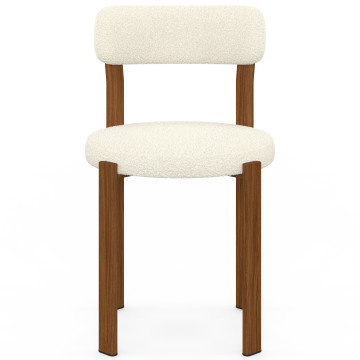 Chaises Ilona bouclette crème pieds effet noyer - lot de 4