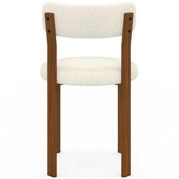 Chaises Ilona bouclette crème pieds effet noyer - lot de 4