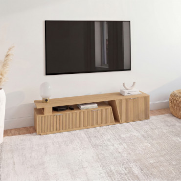 Meuble TV extensible Livona effet lattes 180-270cm