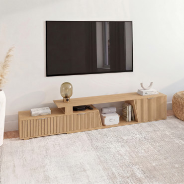 Meuble TV extensible Livona effet lattes 180-270cm