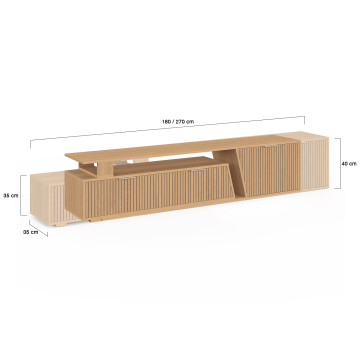 Meuble TV extensible Livona effet lattes 180-270cm