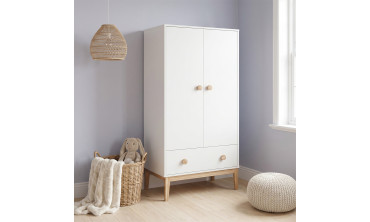 Armoire pour enfant Bella 2 portes effet hêtre et blanc