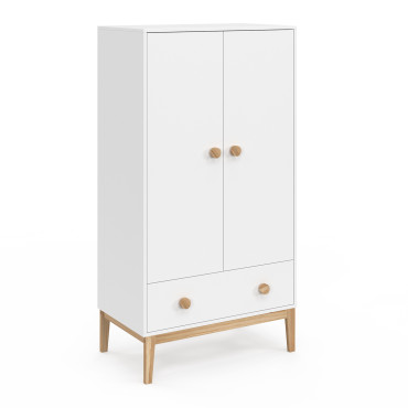 Armoire pour enfant Bella 2 portes effet hêtre et blanc