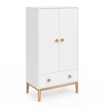 Armoire pour enfant Bella 2 portes effet hêtre et blanc