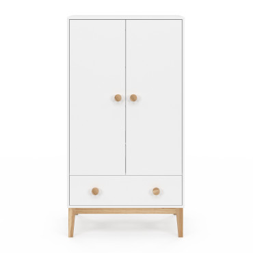 Armoire pour enfant Bella 2 portes effet hêtre et blanc
