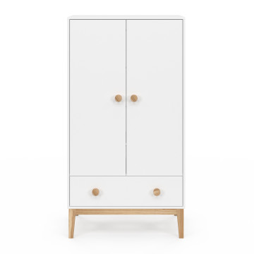 Armoire pour enfant Bella 2 portes effet hêtre et blanc