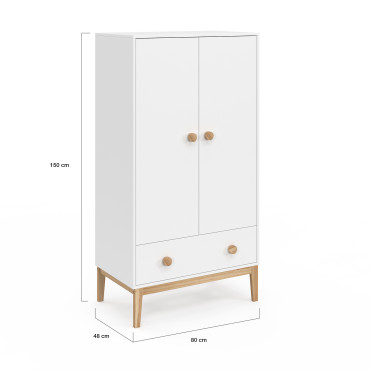 Armoire pour enfant Bella 2 portes effet hêtre et blanc