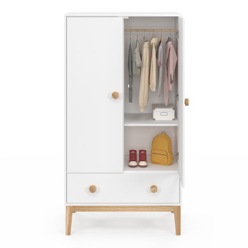 Armoire pour enfant Bella 2 portes effet hêtre et blanc