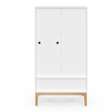 Armoire pour enfant Bella 2 portes effet hêtre et blanc