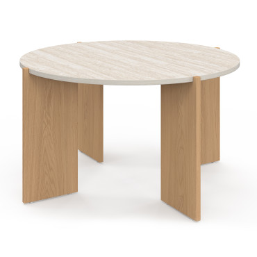 Table basse ronde Sidonie effet travertin Ø70cm