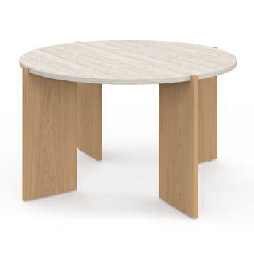 Table basse ronde Sidonie effet travertin Ø70cm