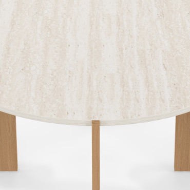 Table basse ronde Sidonie effet travertin Ø70cm