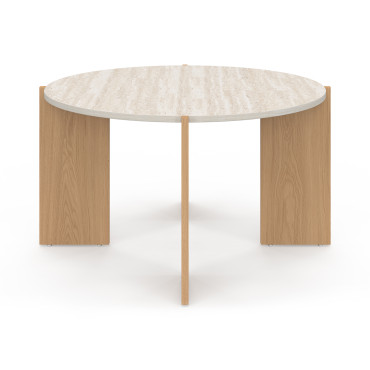 Table basse ronde Sidonie effet travertin Ø70cm