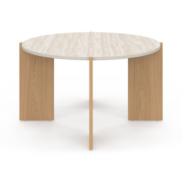 Table basse ronde Sidonie effet travertin Ø70cm