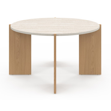 Table basse ronde Sidonie effet travertin Ø70cm
