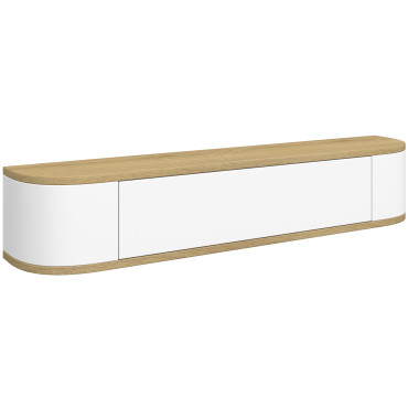 Console suspendue Elora 1 porte effet hêtre et blanc