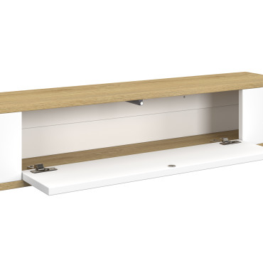 Console suspendue Elora 1 porte effet hêtre et blanc