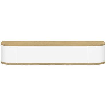 Console suspendue Elora 1 porte effet hêtre et blanc