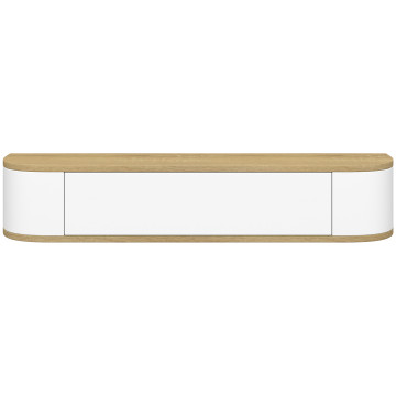 Console suspendue Elora 1 porte effet hêtre et blanc