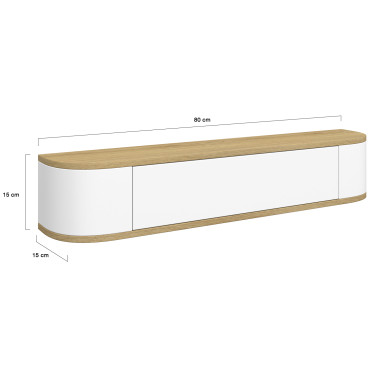 Console suspendue Elora 1 porte effet hêtre et blanc