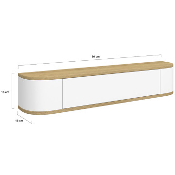 Console suspendue Elora 1 porte effet hêtre et blanc