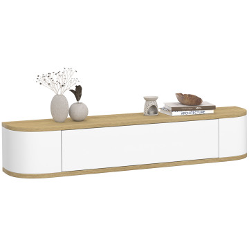 Console suspendue Elora 1 porte effet hêtre et blanc