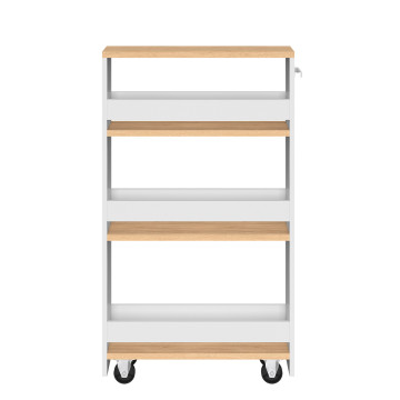 Etagère range épices à roulettes blanc et bois