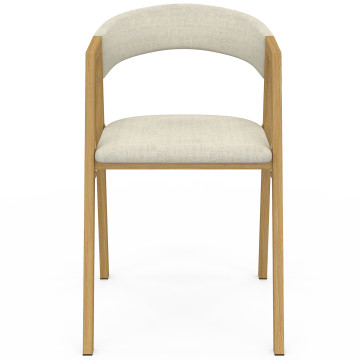Chaises Enola avec accoudoirs tissu beige pieds effet bois - lot de 6