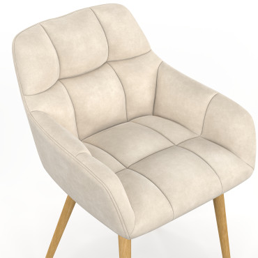 Chaises Bubble bouclette crème pieds effet bois - lot de 2