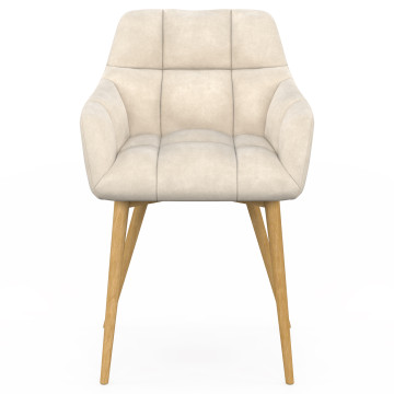 Chaises Bubble bouclette crème pieds effet bois - lot de 2