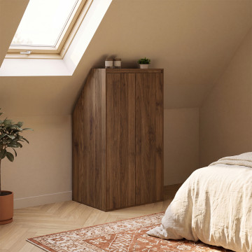 Armoire sous pente Tom 2 portes effet noyer