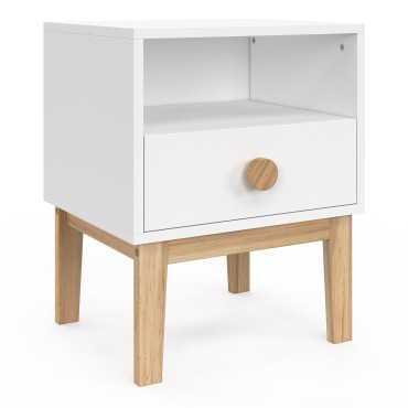 Table de chevet enfant Bella effet hêtre et blanc