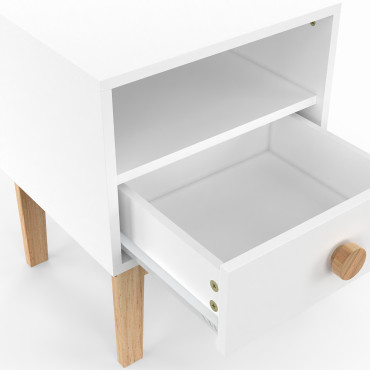 Table de chevet enfant Bella effet hêtre et blanc