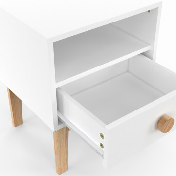 Table de chevet enfant Bella effet hêtre et blanc