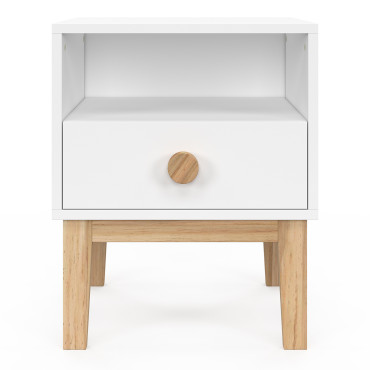 Table de chevet enfant Bella effet hêtre et blanc