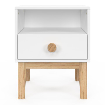 Table de chevet enfant Bella effet hêtre et blanc