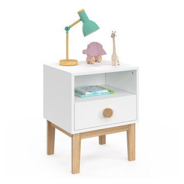Table de chevet enfant Bella effet hêtre et blanc