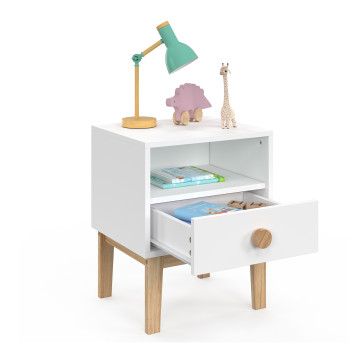 Table de chevet enfant Bella effet hêtre et blanc