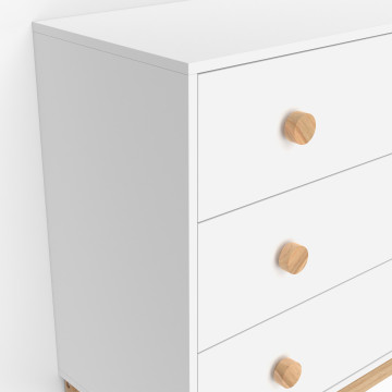 Commode enfant Bella 3 tiroirs effet hêtre et blanc
