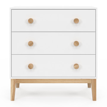 Commode enfant Bella 3 tiroirs effet hêtre et blanc
