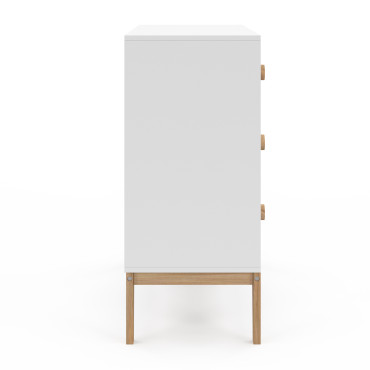 Commode enfant Bella 3 tiroirs effet hêtre et blanc