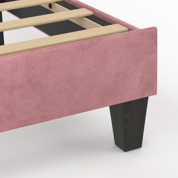 Lit simple Amalia tête de lit coquillage 90x190cm velours rose