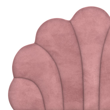 Lit simple Amalia tête de lit coquillage 90x190cm velours rose