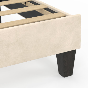 Lit simple Amalia tête de lit coquillage 90x190cm velours beige